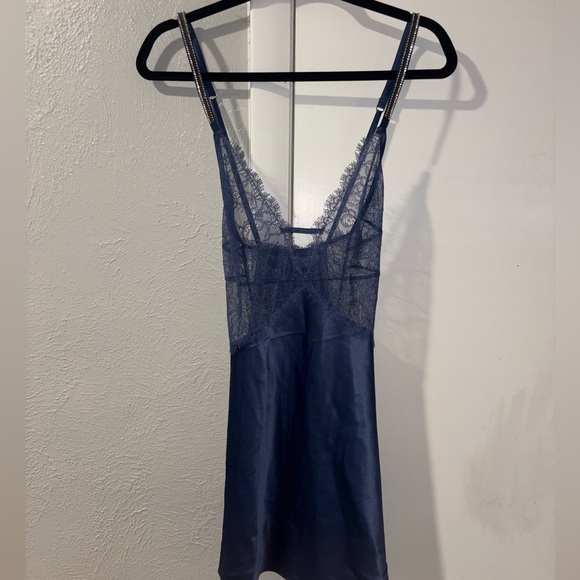 Victoria’s Secret NWT Blue lace slip dress cross back withjewel straps #lingerie - Picture 3 of 5
